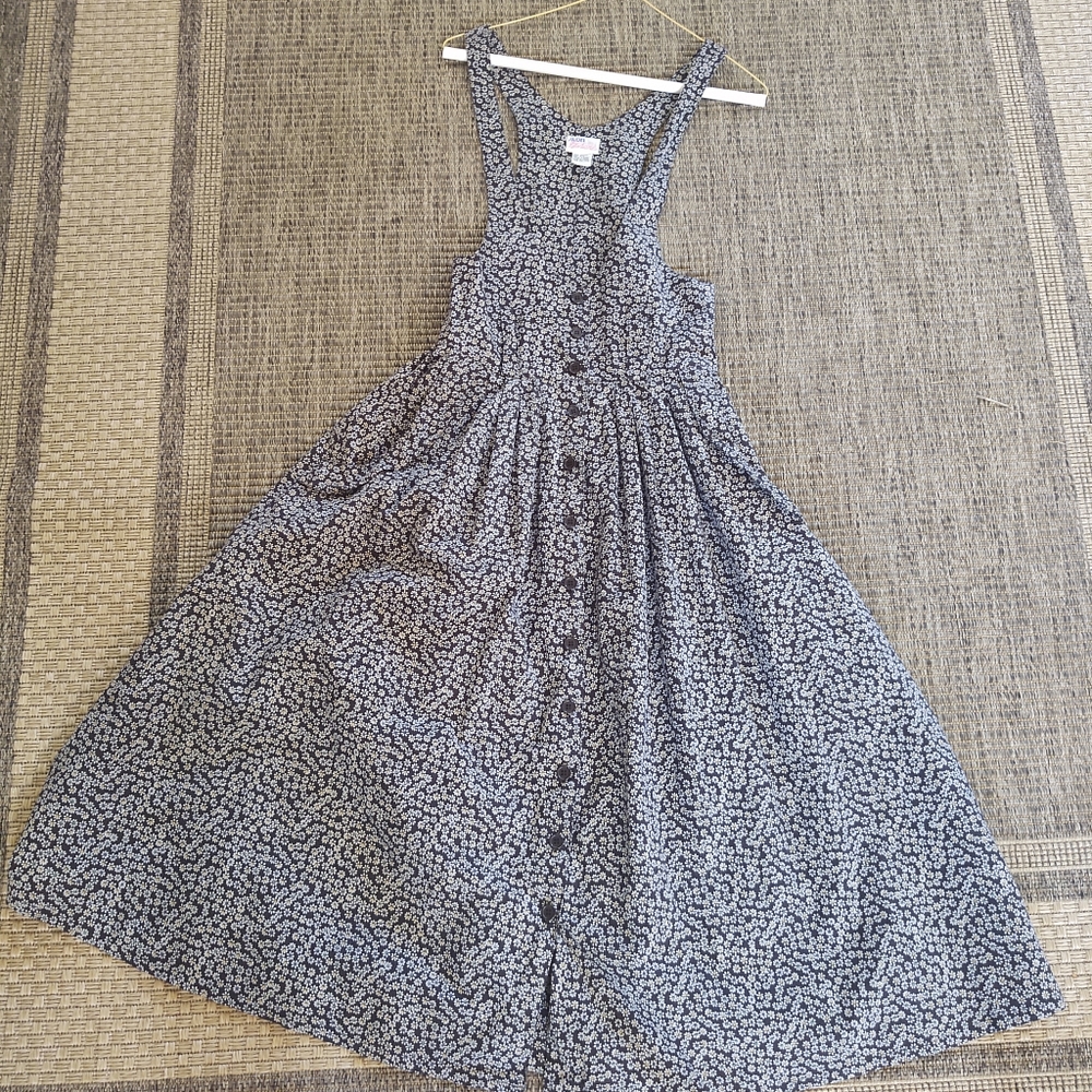 Vintage Floral Button Down Overall Dress